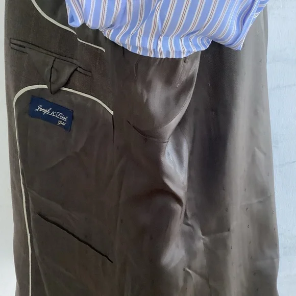 Joseph & Feiss Gold brown windowpane plaid wool 2 button notch collar jacket 46L - Picture 12 of 13